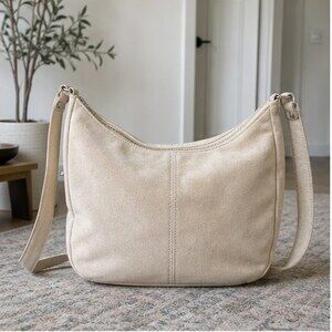 Cream Suede Crossbody Bag